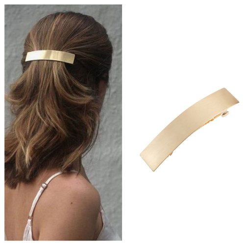 Iaceble French Metal Bar Hairclip Barrette Gold Geometry Rectangular Hair Barrette Clips Minimalist Square Head Clip Ponytail Holder Hair Clip Decorative Hair Accessories for Women and Girls (Gold)