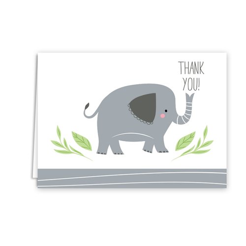 Jungle Animal Baby Thank You Greeting Cards / 36 Note Cards / 6 Child Safari Thanks Designs / 3 1/2" x 4 7/8" Baby Shower Birthday School Appreciation Cards/Made In The USA