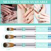 3PCS Acrylic Nail Brush Set, Size 6/10/14. Kolinsky Hair,Oval Crimped Pressed Shaped Acrylic Nail Brushes,Blue Metal Handle Acrylic Powder Brush Set Professional Manicure For DIY Home Salon