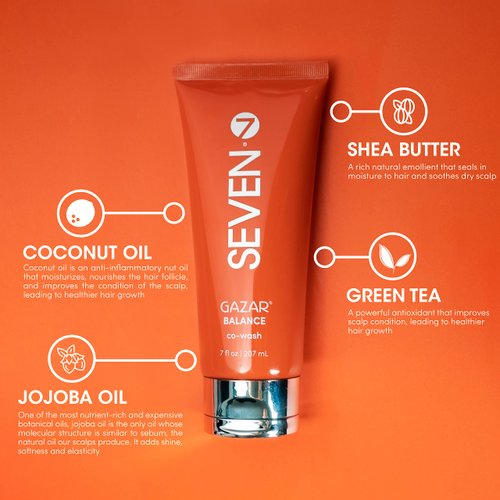 SEVEN haircare - Gazar BALANCE Co-wash with Aloe Vera & Coconut Oil - One Step Cleansing Alternative for Curly Hair - Nourish & Cleanse Hair - Sulfate Free & Paraben Free