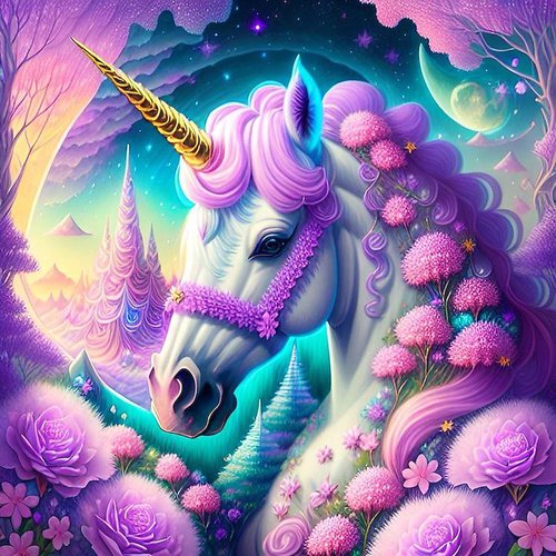 CafePress Fairytale Unicorn Digital Square Car Magnet, Magnetic Bumper Display
