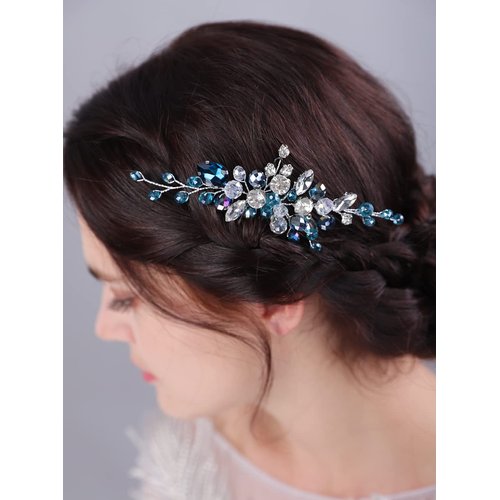 JWICOS Crystal Bride Wedding Hair Comb Rhinestone Bridal Hair Clip Glitter Wedding Hair Accessories for Women and Girls (Red)