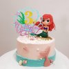 Mermaid Three Cake Topper, Happy 3rd Birthday Cake Decor for Baby Girl, Little Mermaid Birthday Party Decoration, Under the Sea Themed Party Supplies - Gold Glitter
