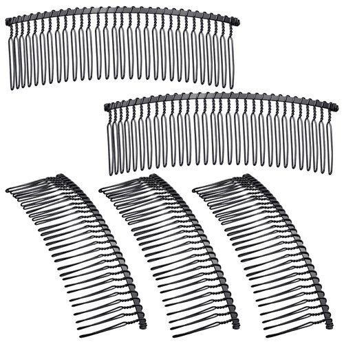 5 Pieces Hair Clip Combs Metal Wire Hair Combs Wire Twist Bridal Wedding Veil Combs (Black,30 Teeth)