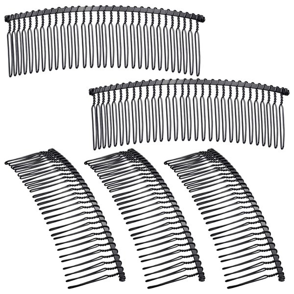 5 Pieces Hair Clip Combs Metal Wire Hair Combs Wire Twist Bridal Wedding Veil Combs (Black,30 Teeth)