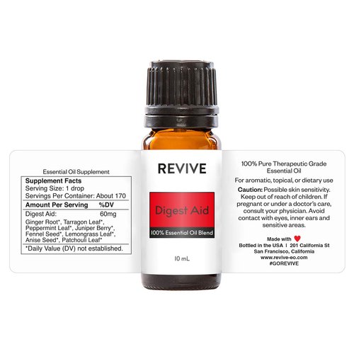 Digest Aid Essential Oil Blend by Revive Essential Oils - 100% Pure Therapeutic Grade, for Diffuser, Humidifier, Massage, Aromatherapy, Skin & Hair Care