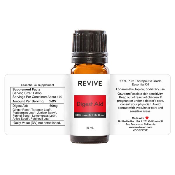 Digest Aid Essential Oil Blend by Revive Essential Oils - 100% Pure Therapeutic Grade, for Diffuser, Humidifier, Massage, Aromatherapy, Skin & Hair Care