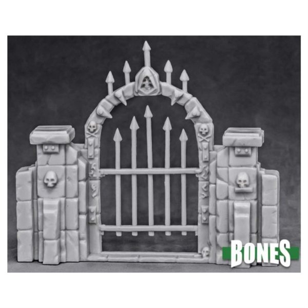 Reaper Miniatures Graveyard Fence Gate #77527 Bones Unpainted Plastic Scenery