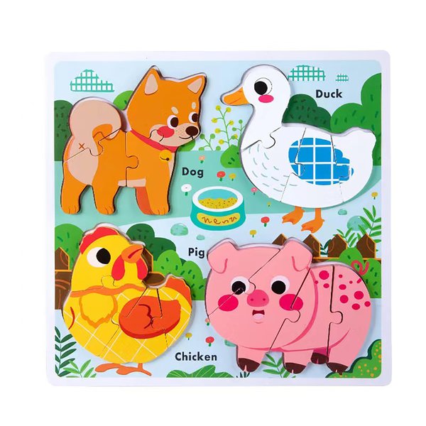 Farm Animal Puzzles for Toddlers 2-4,Wooden Puzzles for Toddlers 1-3, Montessori Toys for 2 3 Years Old,Toddler Toys Ages 2-3 Learning Education Gifts for Kids Girls Boys
