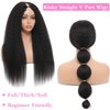 DMS V Part Wig Human Hair Wigs for Black Women Kinky Straight V Part Wig 12A Virgin Hair No Lace Upgrade U Part Human Hair Wigs Full Head Clip in Half Wig V Shape Wigs (16inch)