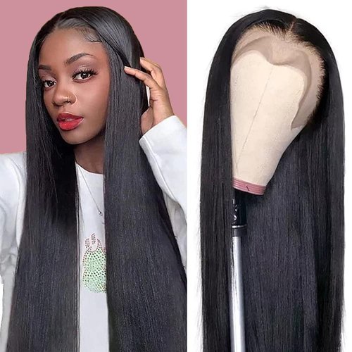 Lace Front Wigs Human Hair Straight 13x4 Frontal Human hair wigs for Black Women 180% Density Brazilian Virgin Human Hair Wigs Pre Plucked with Baby Hair Natural Color (20inch, 13X4 lace front wig)