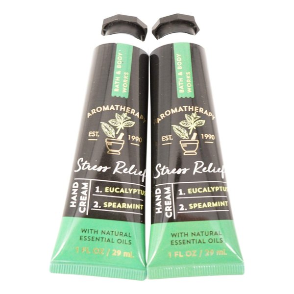 Bath and Body Works 2 Pack Aromatherapy Stress Relief Eucalyptus Spearmint Hand Cream. 1 oz