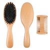 OWIIZI 100% Boar Bristle Hair Brush Set for Women & Mens Soft Natural Boar Bristle Wooden Detangler Brush and Comb Set for Long Curly Fine Hair