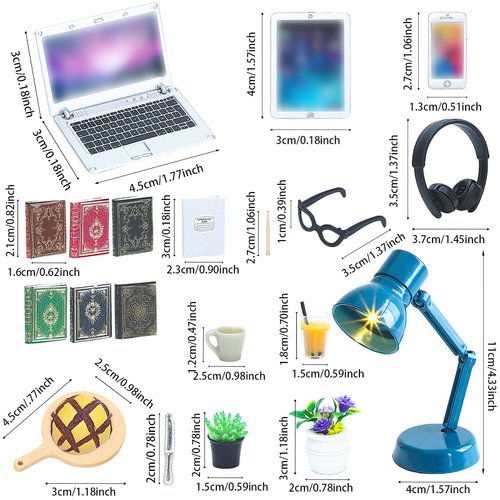 ONEST 21 Pieces Doll House School Supplies Mini School Accessories Dollhouse Toy Home Miniature Model DIY Doll Accessories