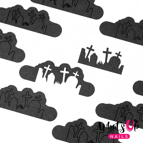 Whats Up Nails - Graveyard Vinyl Stencils for Nail Art Design (2 Sheets, 40 Stencils Total)