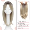 Megito Long Wavy 18inch Hair Topper Big Base Cover Thinning Hair Clip in Hair Toppers for Women Fiber Wiglets with Fringe Ombre Mix Blonde Color