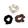 Generic Scrunchies for Women, 3 PCS Black Bronw Milky White Velvet Sparkly Scrunchies for Hair, Soft Ponytail Holder for Girls, Classic Elastic Hair Bands