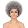 G&T Wig Afro Puff Wigs for Black White Women, Afro Curly Wigs Dark Roots Natural Looking Full Wigs for Daily Party Use(1B/Grey)
