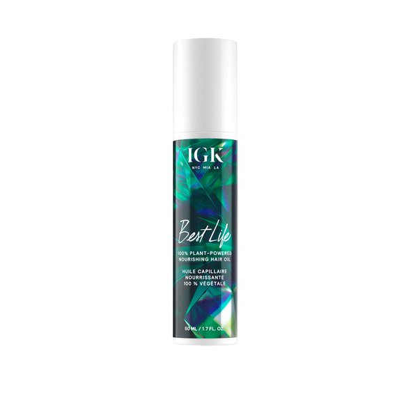 IGK BEST LIFE 100% Plant Powered Nourishing Hair Oil | Smooth + Soften + Heat Protectant | Vegan + Cruelty Free | 1.5 Oz