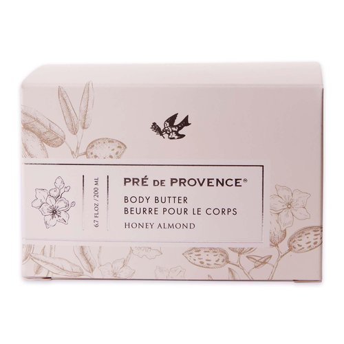 Pre de Provence Collection Shea Butter Enriched Body Butter Soothing & Hydrating Emollient Cream Body Moisturizer for Women, 6.7 Fl Oz, Honey Almond