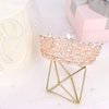 YARIEW Small Rose Gold Crystal Crown for Little Girls Flower Bouquets Accessories Rhinestones Wedding Cake Topper Birthday Crown for Kids Cake Decorations