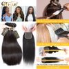 QTHAIR 14A Straight Hair Bundles with Closure (12 14+10inch Closure) 100% Brazilian Straight Virgin Hair 2 Bundles with Lace Closure Free Part Human Hair Extensions Natural Color