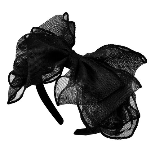 YangQian Black Bow Headband for Women Girls Bow Hair Band Hoop for Women Girls Gauze Bowknot Headband Black Knotted Bow Hair Accessories for Women Girls Vintage Headband Bows