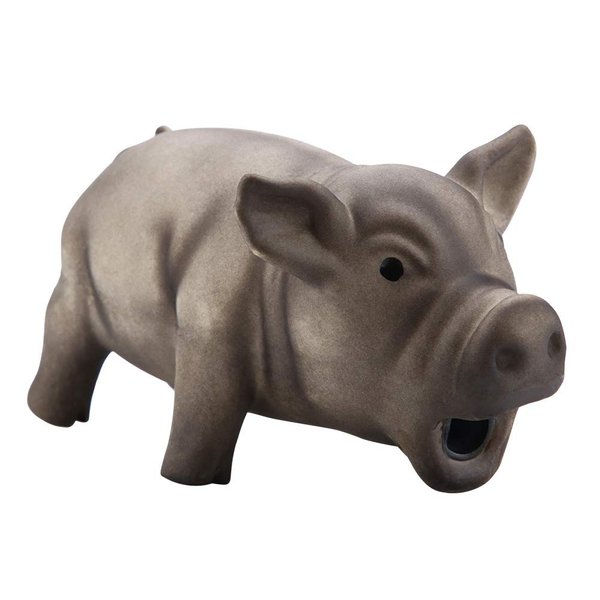 Ichiias Dog Chew Toy Cute Pig Grunting Squeak Latex Dog Puppy Toy(Black)