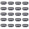 Lysilf Snap Clips for Clip in Hair Extensions U-shape with soft rubber 9 Teeth 6 Holes Stainless Steel Material 20 Pcs/pack 28mm (20Pcs, Black)