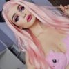 Pink Lace Front Wigs for Women Long Wavy Synthetic Hair Wig Soft Lace Wig with Natural Hairline Glueless Heat Resistant Fiber Hair for Women 24 Inch Cosplay Wigs (Pastel Pink)