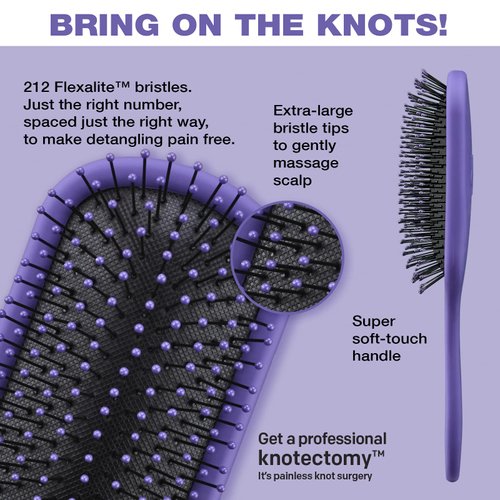 The Knot Dr. hair brush by Conair - Detangling hair brush - Ideal for all hair types - Removes Knots and Tangles in wet or dry hair - Purple