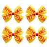 4PCS Softball Hair Bow Clips for Girls Women 4 Inch Yellow Ribbon Cheer Hair Accessories Party Gift