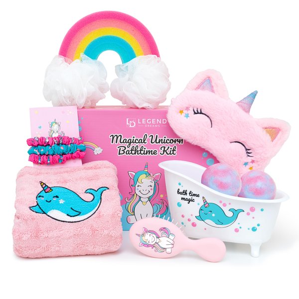 Unicorn Gift Set for Girls, Birthday Gift Box for Girls, Spa Kit for Girls, Gift Baskets for Girls Age 3-10, Kids Spa Day Kit for Girls