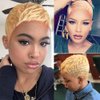 VRVogue Short Human Hair Pixie Wigs Pixie Cut Short Black Wavy Wigs Layered Short Human Hair Wigs for Black Women (Pixie Cut Wigs, 27#)