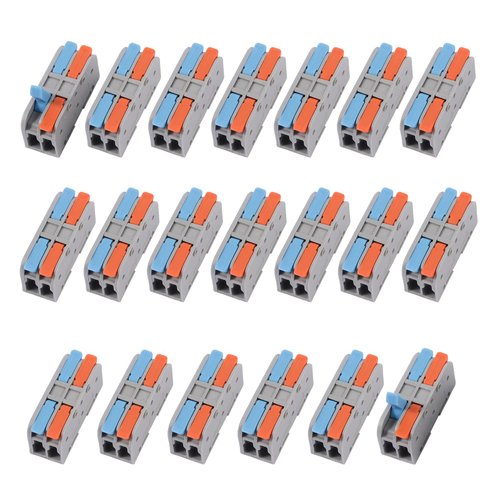 20 PCS Lever Wire Connectors, Hand Protecting 2 Conductors Electrical Connectors for AWG 24-12 Wires, Reusable Push-in Wire Connectors
