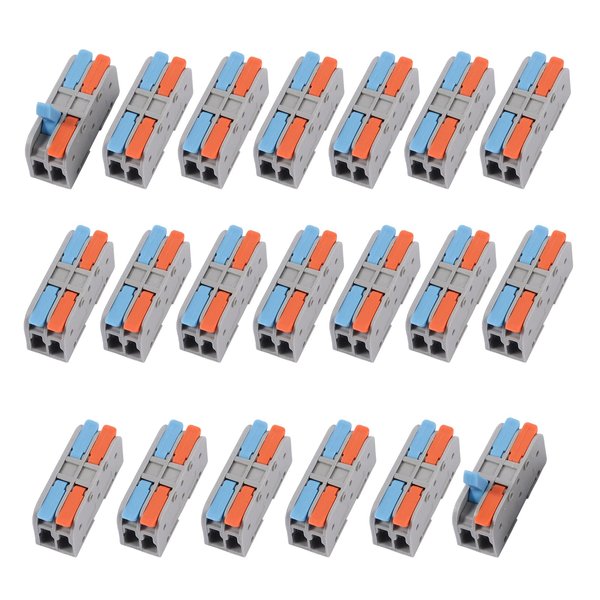 20 PCS Lever Wire Connectors, Hand Protecting 2 Conductors Electrical Connectors for AWG 24-12 Wires, Reusable Push-in Wire Connectors