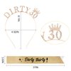 CAVETEE 30th Birthday Crown and Sash，Birthday Headband Gold Princess Tiara DIRTY 30 Sash and Crown Happy Birthday Sash for 30th Birthday Decorations for Birthday Gifts