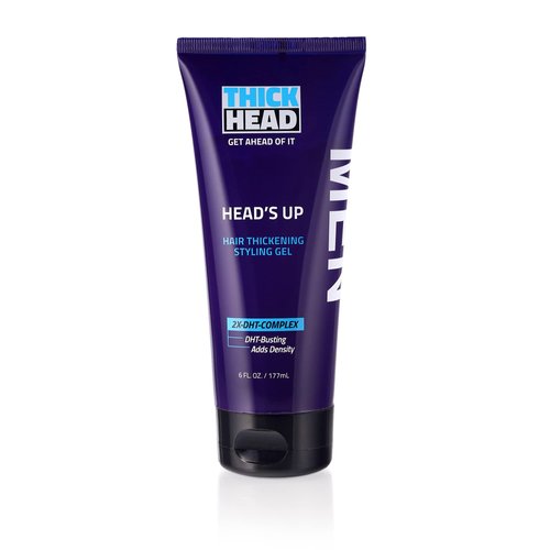 Thick Head Heads Up Hair Thickening Styling Gel for Men Adds Instant Volume and Texture to Thin Fine Hair | Provides Firm Hold | 6 Fl Oz