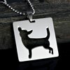 Stainless Steel Square Shaped Chihuahua Silhouette Dog Silhouette Pet Dog Tag Breed Collar Charm Pendant Necklace