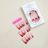 BABALAL Square Press on Nails Long Fake Nails Red French Glue on Nails Spider Design Acrylic Nails 24Pcs Squoval Manicure Artificial False Nails for Women and Girls