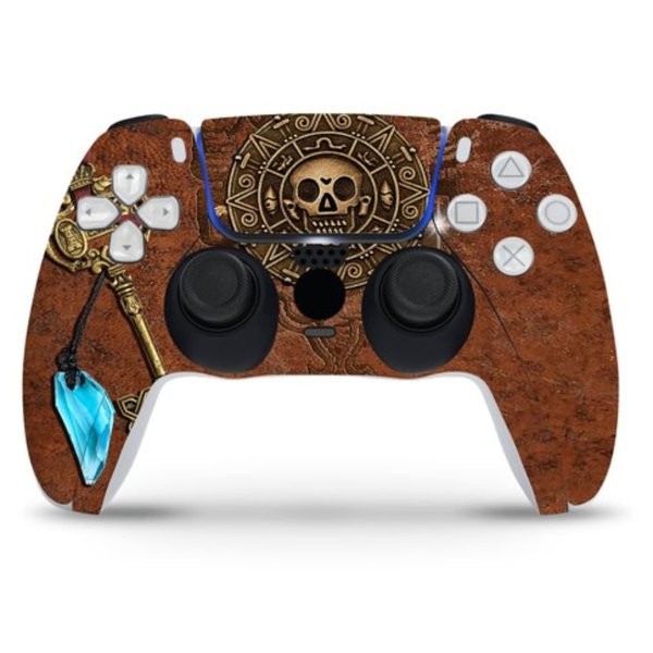 ZOOMHITSKINS Compatible with PS5 Controller Skin, Vinyl for Durable & Fit, Pirate Treasure Lost Sea Ship Brown, Easy to Use, Bubble-Free, Precisely Cut