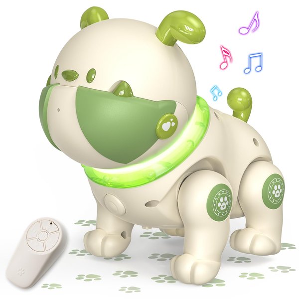 SIMREX Toddler RC Robot Dog Toy, Remote Control Toys for Kids - Robot Pet Puppy Dog, Gag Dog Voice Recording & Music, Farting Touch Reaction, Dancing and Walking Robot for Boys and Girls (Green)