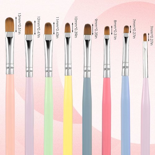 8 Pcs Gel Nail Brushes Builder Gel Brush Poly Extension Gel Brush Acrylic Nail Sculpting Brush Nail Painting Brush Pen For Home And Salon Use Diy Manicure Structure Gel Brush