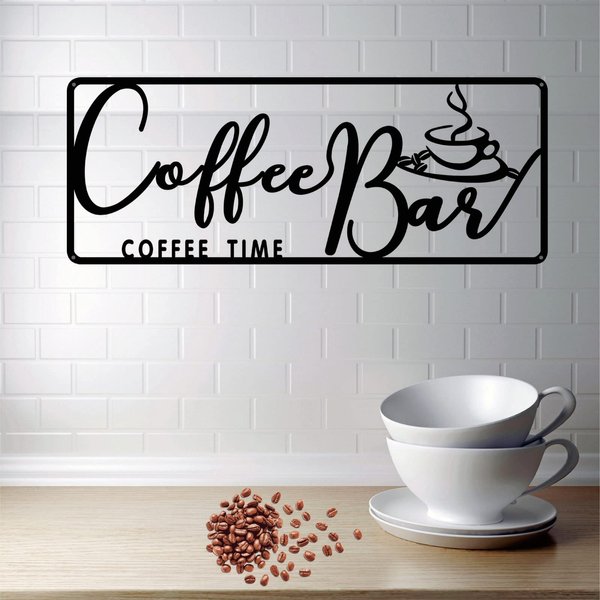 Metal Coffee Bar Sign Coffee Time Sign Coffee Sign Wall Art Black Coffee Wall Decor Bar Wall Art Sculpture Cafe Theme Modern Wall Decor Home Office Kitchen , Coffee Bar, Coffee Beans, Coffee Mugs