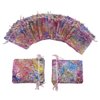 Ankirol 100pcs Sheer Organza Favor Bags For Wedding Baby Shower Rattan Print Gift Bags Samples Display Drawstring Pouches (3x4 inch, coral pink)