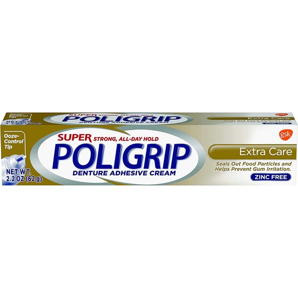 Super Poligrip Denture Adhesive Cream Extra Care 2.20 oz (Packs of 3)