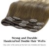 HOTBANANA Human Hair Clip in Hair Extensions, Ombre Walnut Brown to Ash Brown and Bleach Blonde 120g Clip in Hair Extensions Real Human Hair Straight Remy Hair Clip Ins 18 Inch 7pcs
