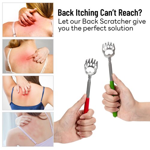 StaiBC Back Scratcher Bear Claw Telescopic Back Itching Scalp Scratchers Massager with Soft Rubber Handles Portable Hand Massage Tool Both Human and Pets (2)