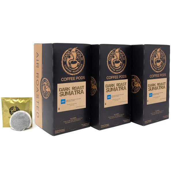 SUMATRA DARK ROAST COFFEE PODS- Good As Gold Coffee (3 Pack = 54 Pods)
