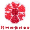 SHANRUN Red Bow-Knot Nail Charms - Cute Kawaii 3D Pearls Resin Acrylic Loving Heart Nail Gems Bow Nail Charms for Press on Nails Art Design DIY Nail Art Rhinestones Decoration Supplies Set